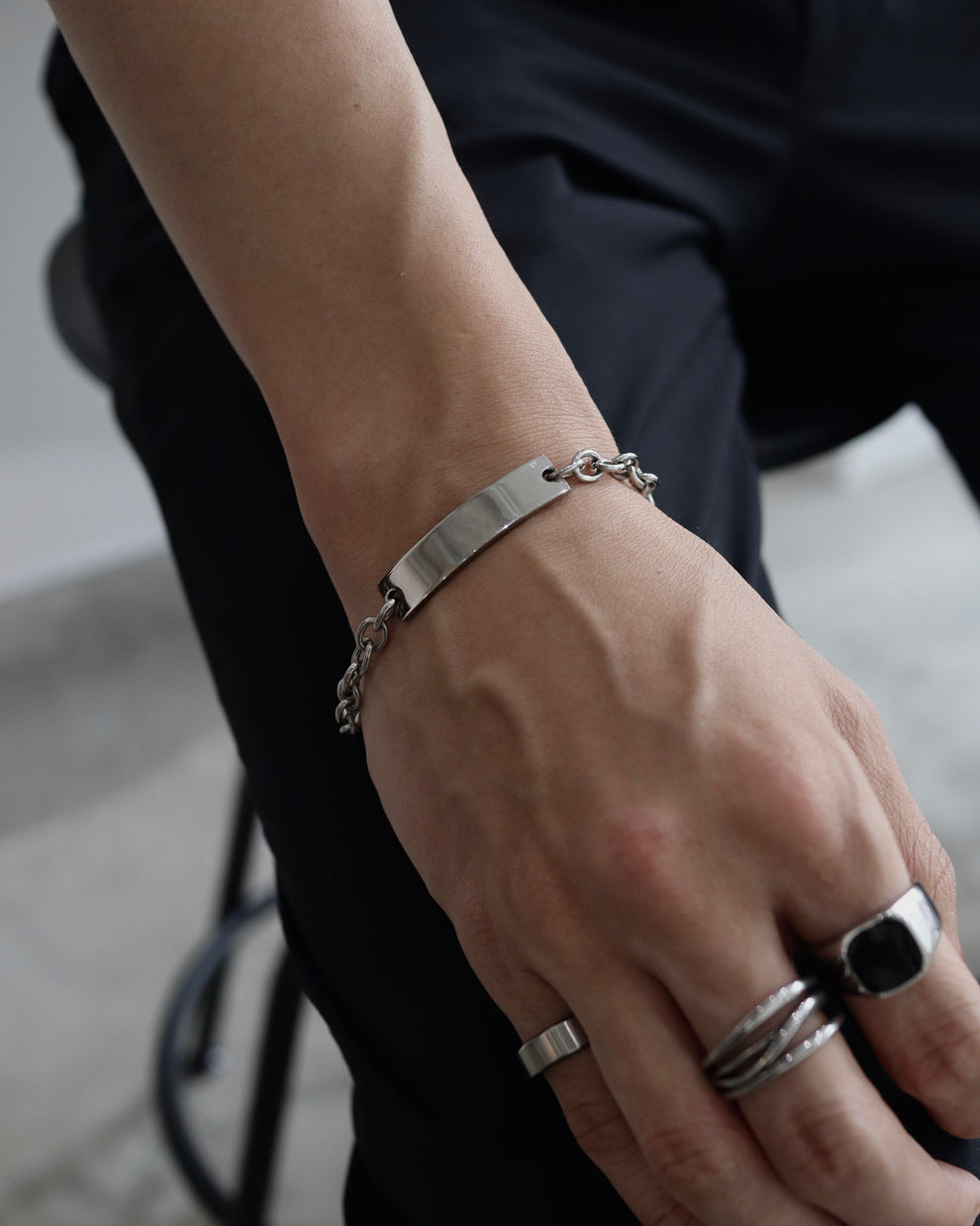 plate chain stainless bracelet（stainless steel）