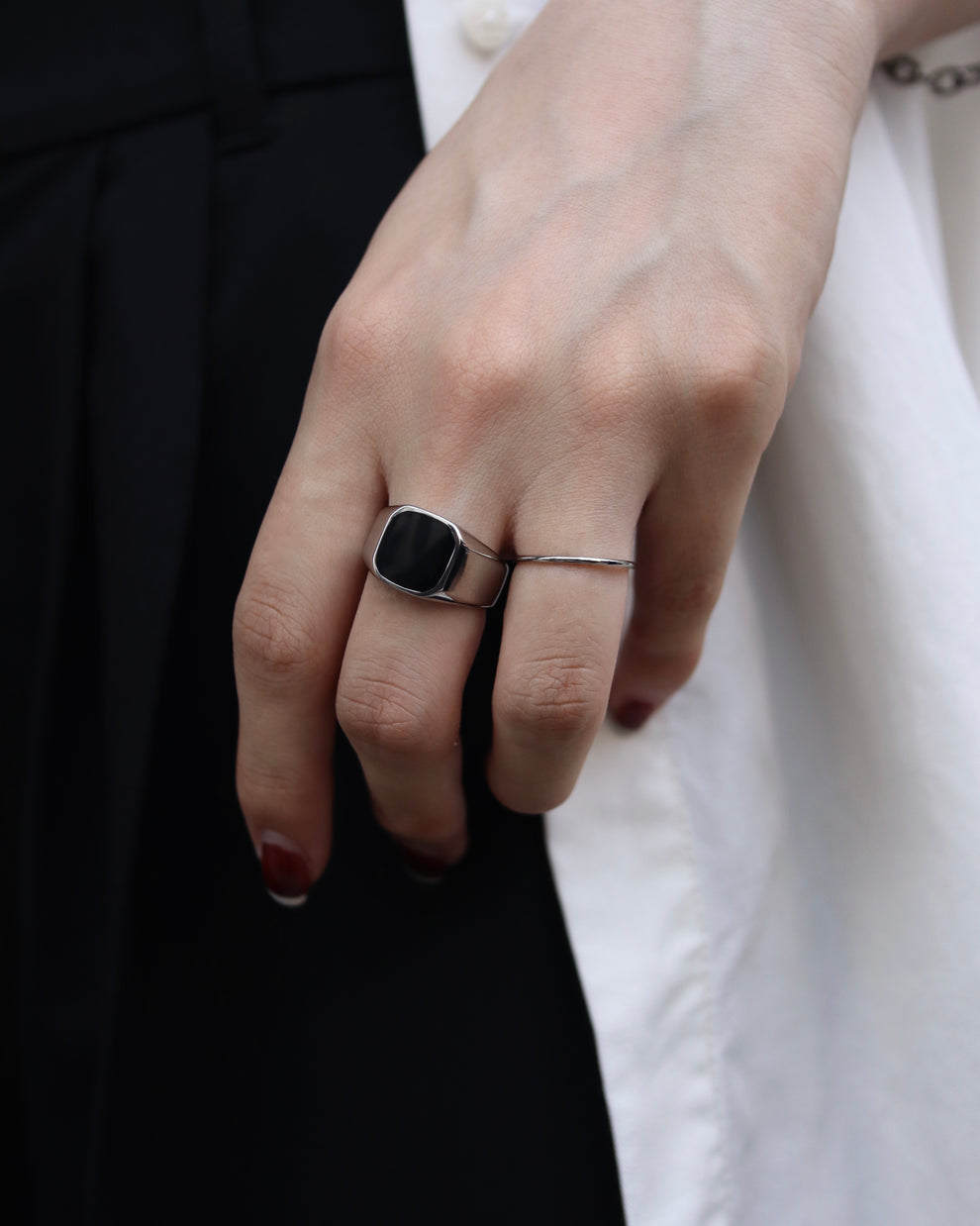 black square signet stainless ring（stainless steel）