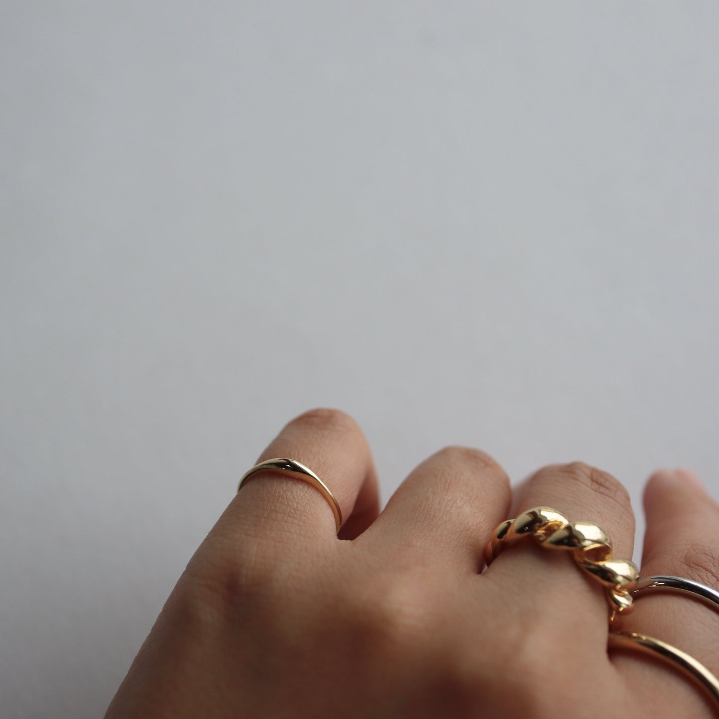 shiny puffy pinky ring