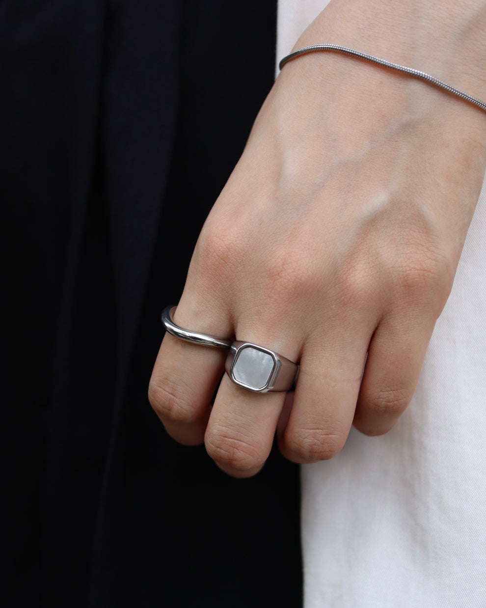 white square shell stainless ring（stainless steel）