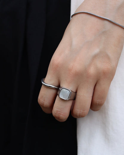 white square shell stainless ring（stainless steel）