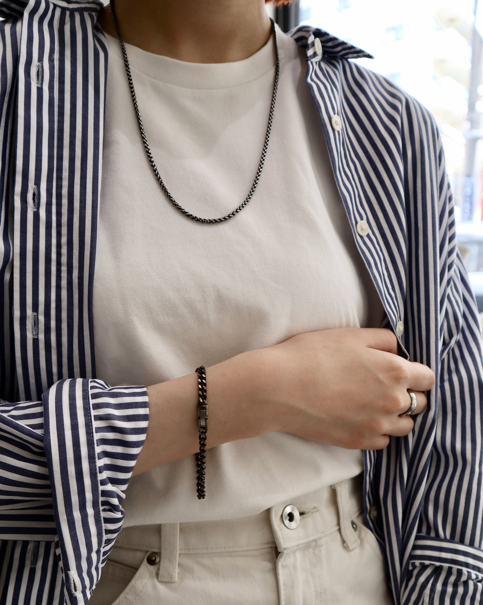thick black stainless necklace（stainless steel）