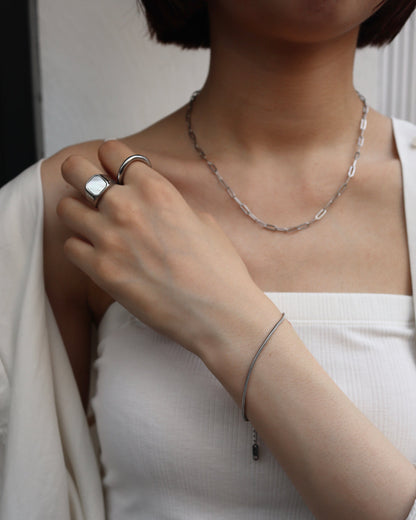 white square shell stainless ring（stainless steel）