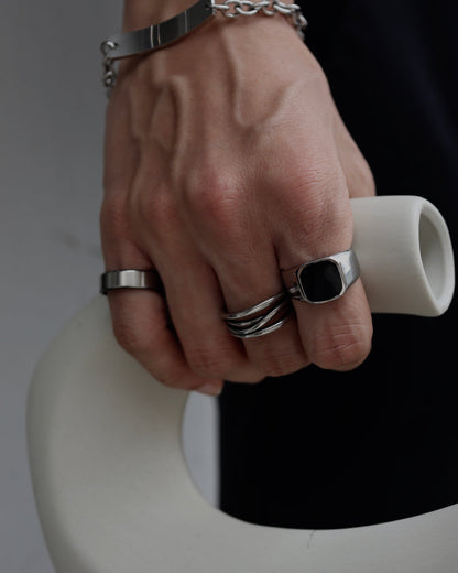 black square signet stainless ring（stainless steel）