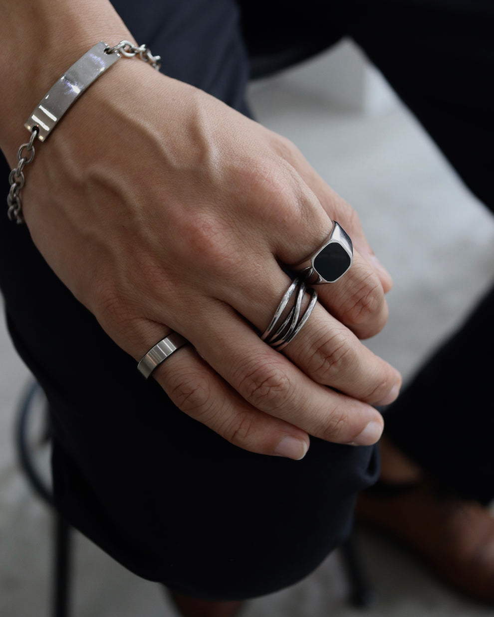 black square signet stainless ring（stainless steel）