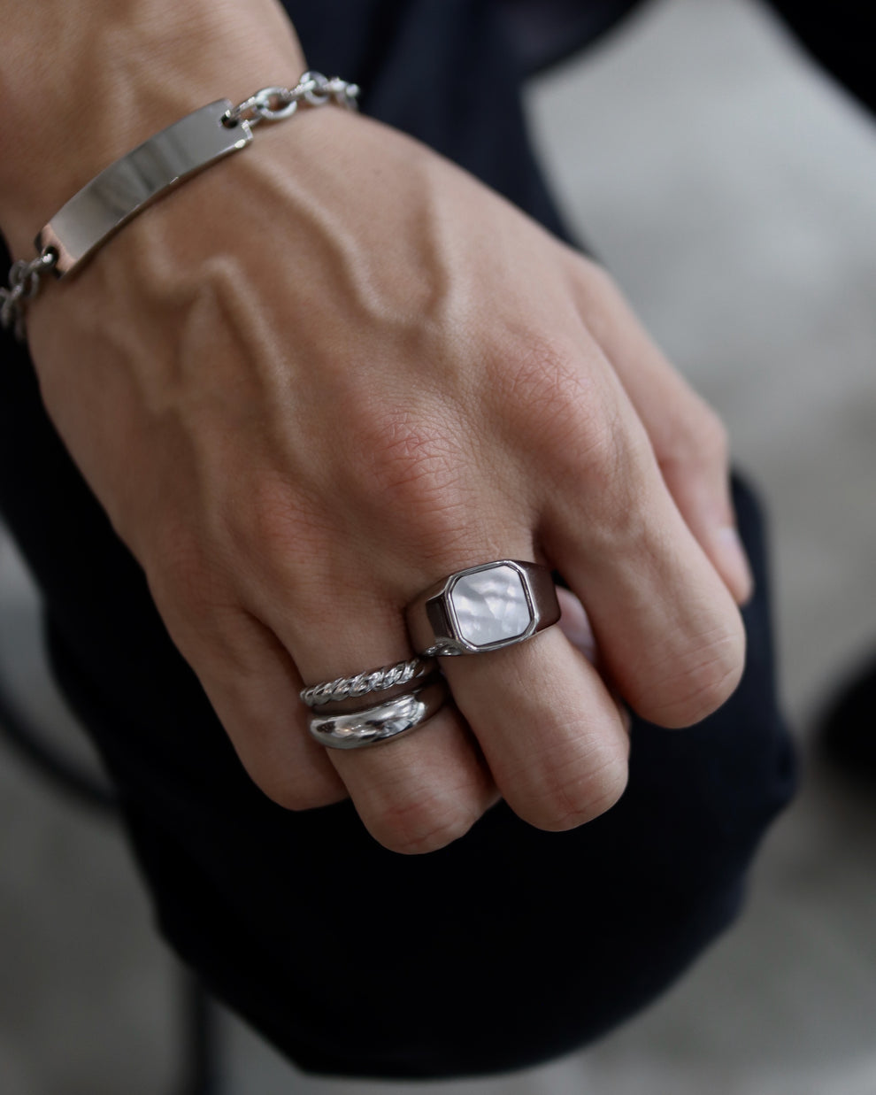 white square shell stainless ring（stainless steel）
