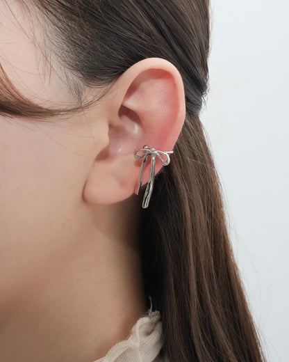 asymmetry ribbon ear cuff