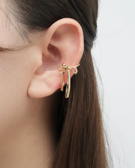 asymmetry ribbon ear cuff