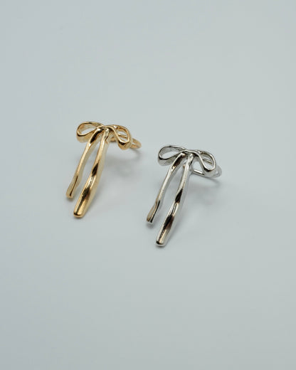 asymmetry ribbon ear cuff