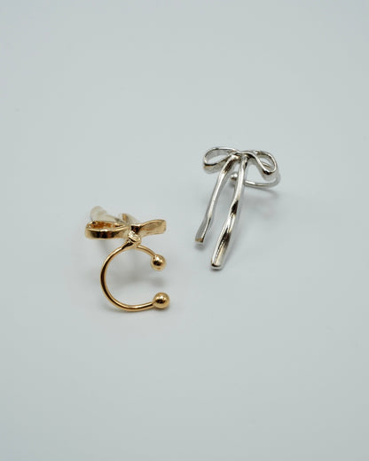 asymmetry ribbon ear cuff