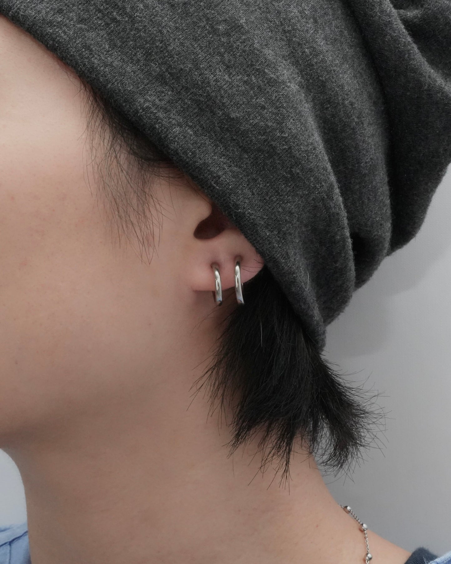 minimal hoop stainless earring (stainless steel)