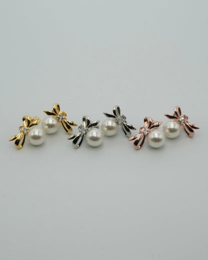 ribbon pearl earring