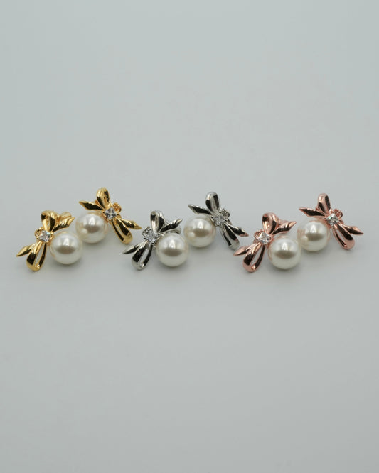 ribbon pearl earring