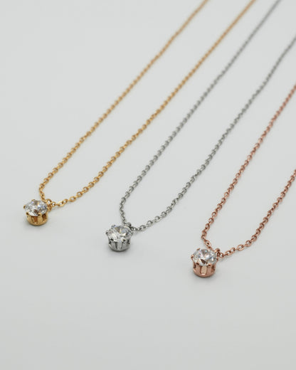 solitaire drop stainless necklace (stainless steel)