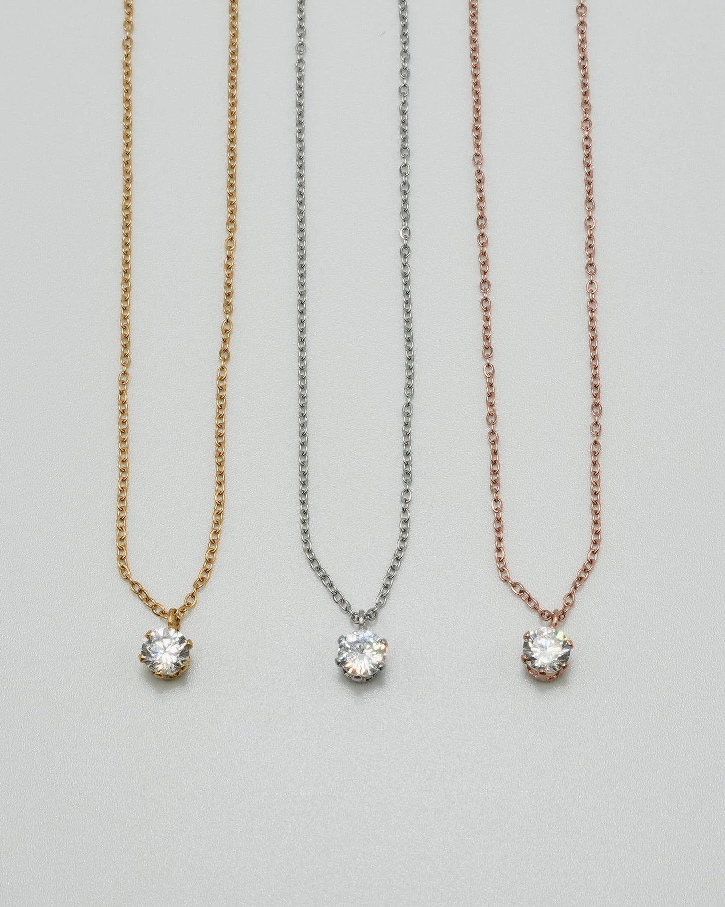 solitaire drop stainless necklace (stainless steel)