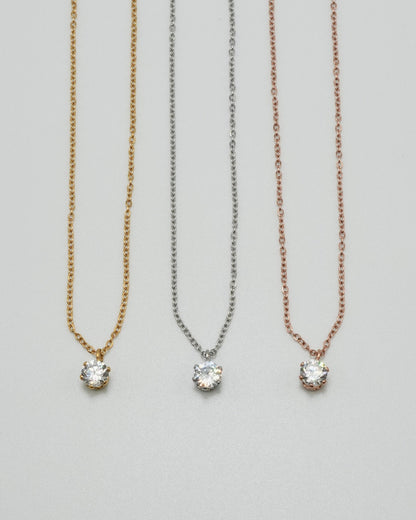 solitaire drop stainless necklace (stainless steel)