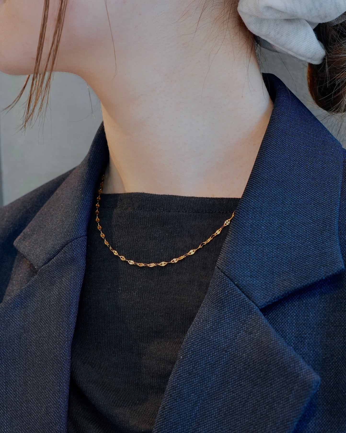 marquise link stainless necklace (stainless steel)
