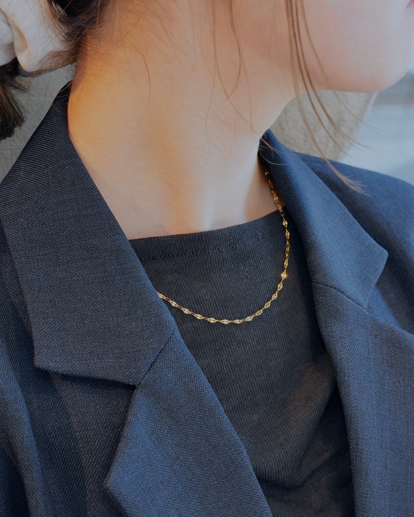 marquise link stainless necklace (stainless steel)