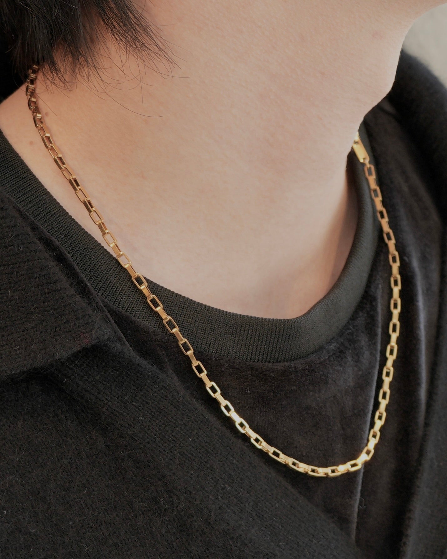 rectangular chain stainless necklace (stainless steel)