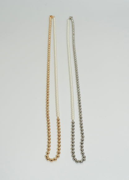 pearl × ball long necklace