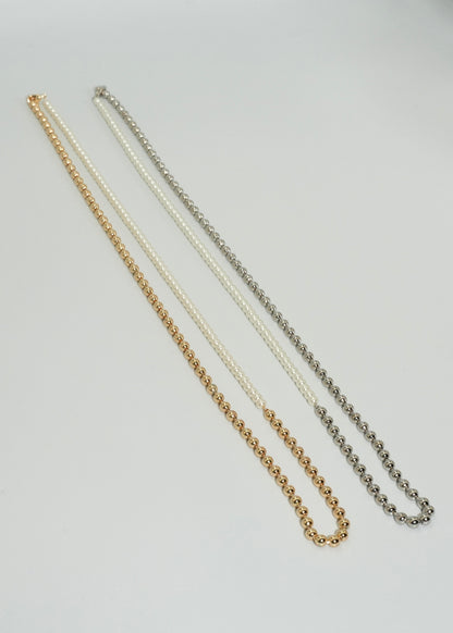 pearl × ball long necklace