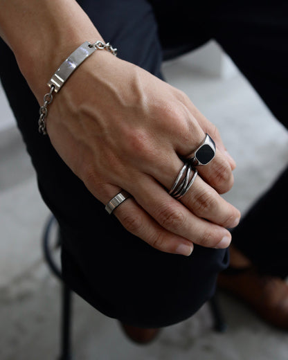black square signet stainless ring（stainless steel）