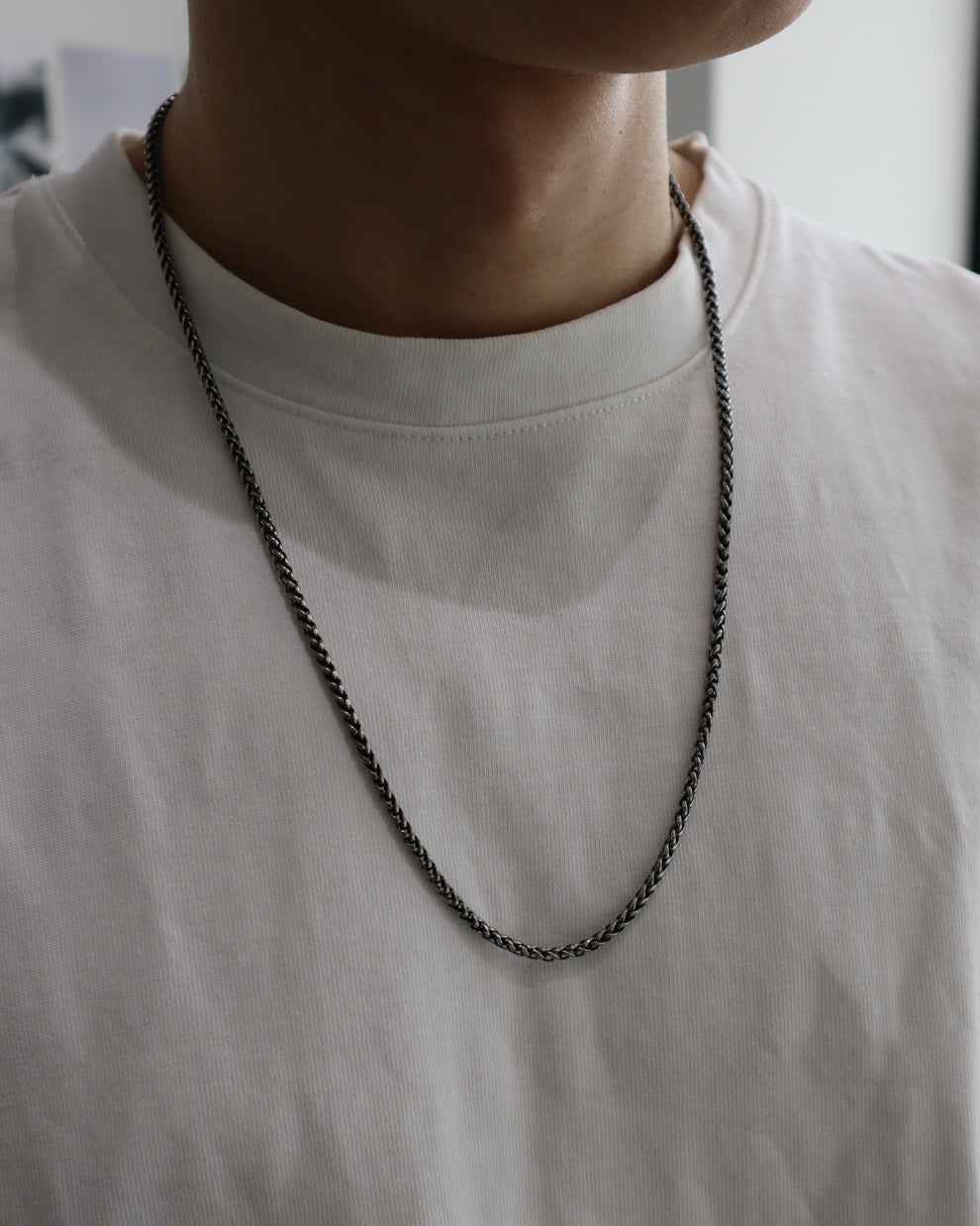 thick black stainless necklace（stainless steel）