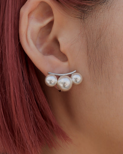 3pearl curve pierce & earring