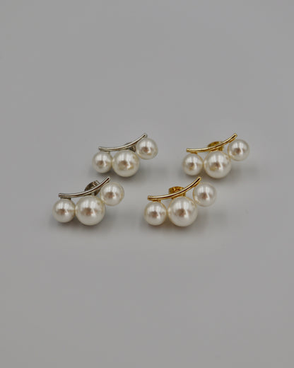 3pearl curve pierce & earring