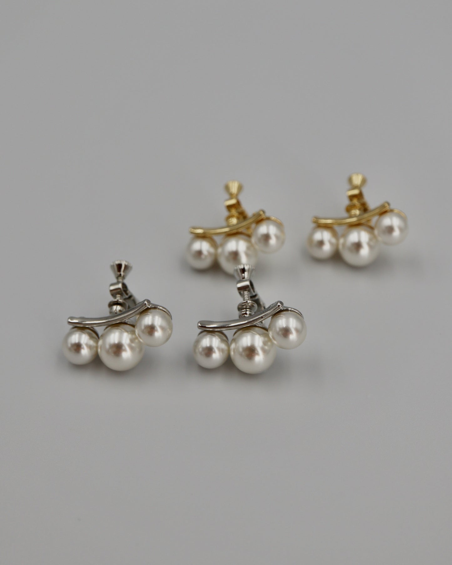 3pearl curve pierce & earring
