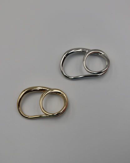 wave cross two finger ring