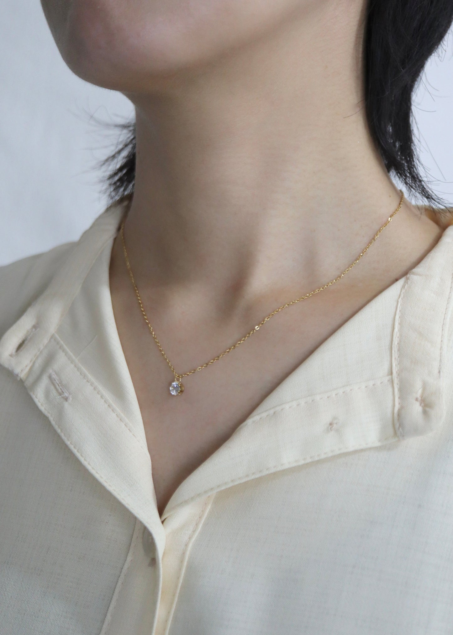 solitaire drop stainless necklace (stainless steel)