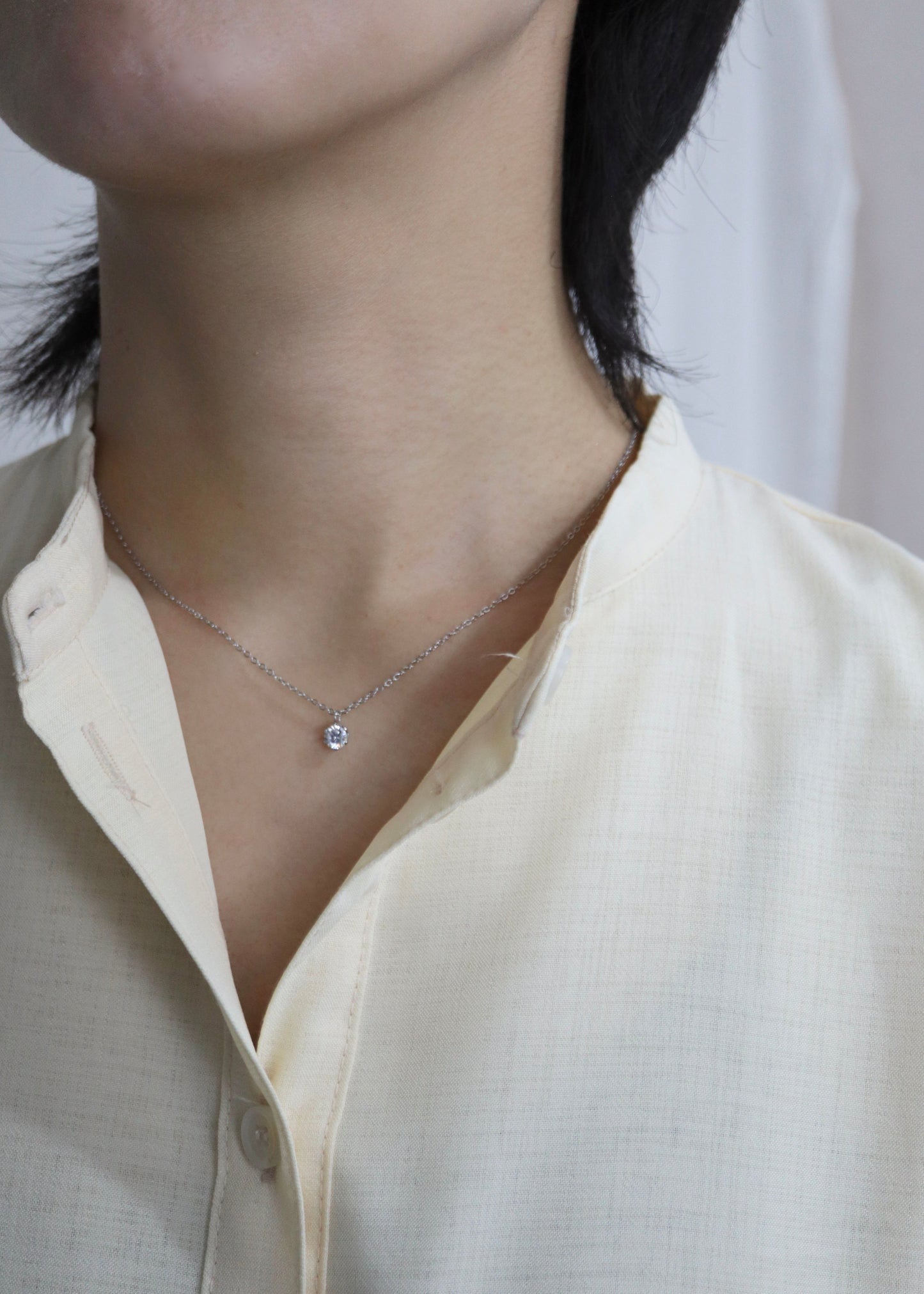 solitaire drop stainless necklace (stainless steel)