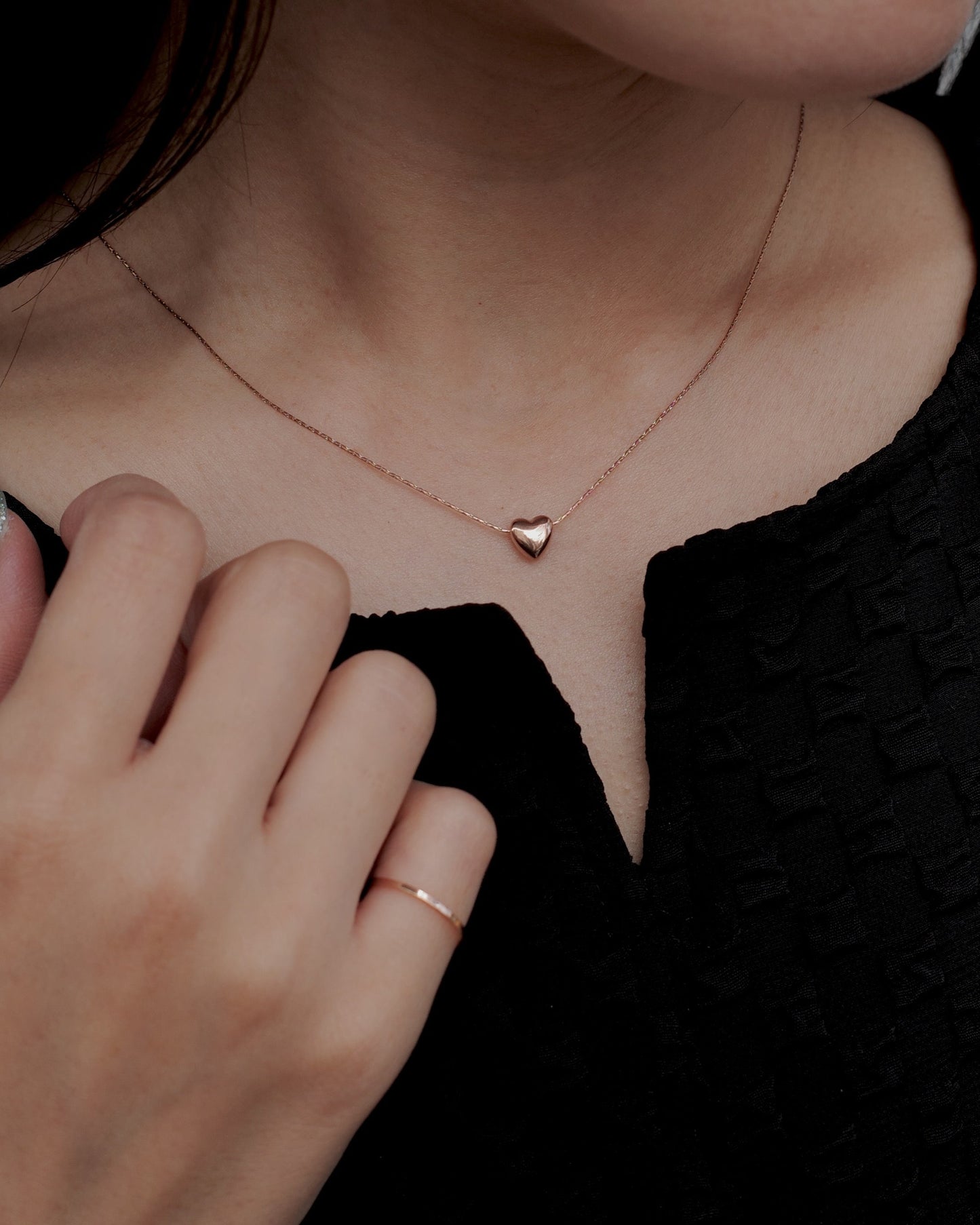 plump heart stainless necklace（stainless steel）