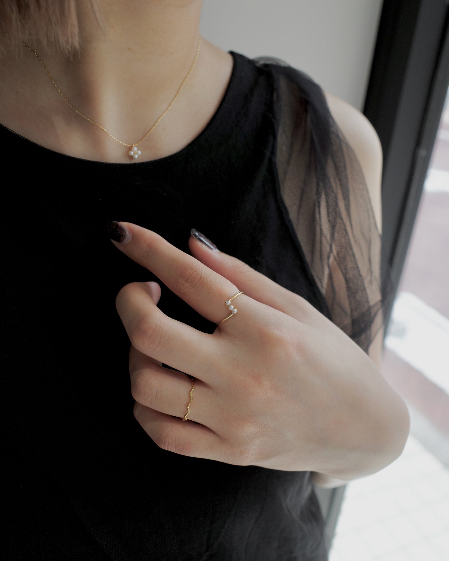 triple small pearl ring