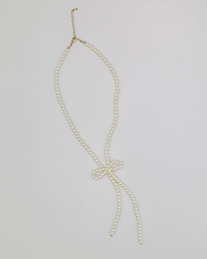 pearl ribbon long necklace