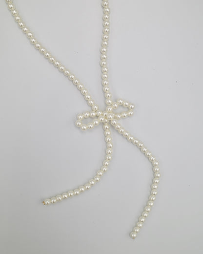 pearl ribbon long necklace